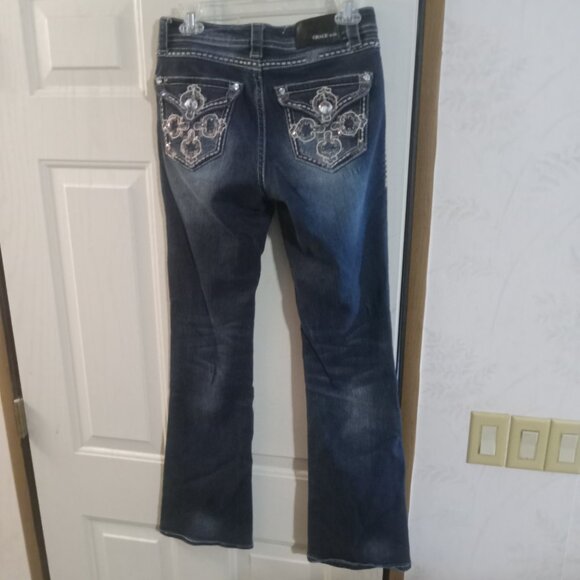 Grace In LA Women's Easy Fit Embellished Sequined Jeans Size 27 - Picture 5 of 8